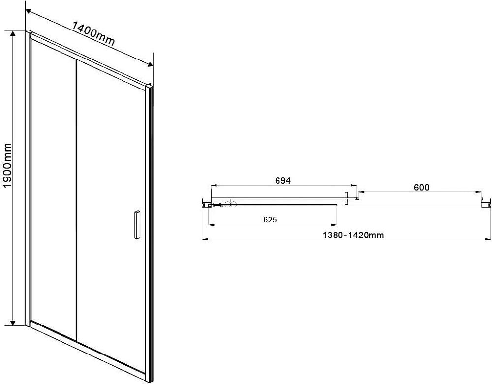 Душевая дверь в нишу Vincea Garda VDS-1G140CLB 140 см, профиль черный, стекло прозрачное