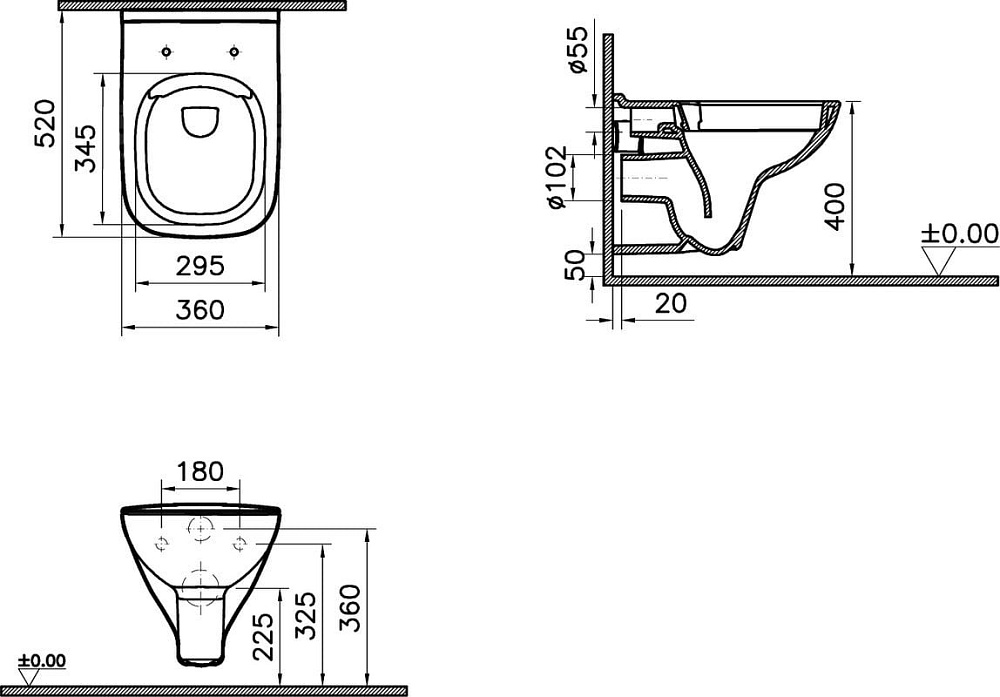 Унитаз подвесной VitrA S20 7508B003-0075