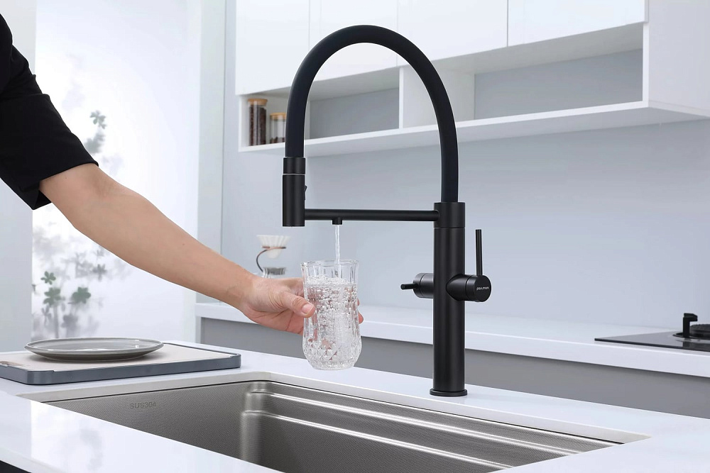 Смеситель для кухни Paulmark Nexus Ne213999-AN с гибким изливом, антрацит