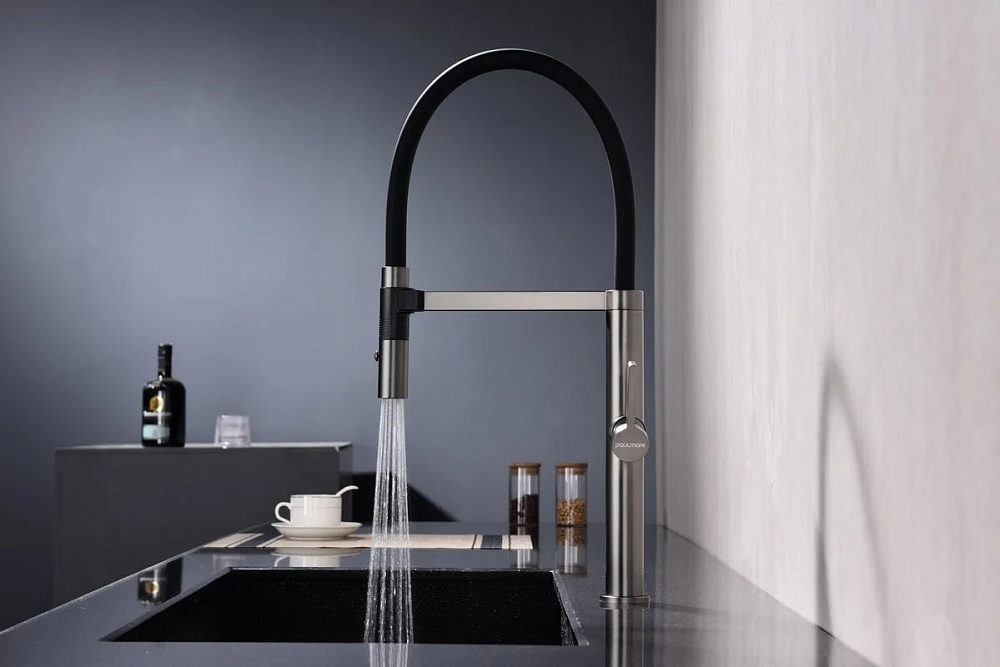 Смеситель для кухни Paulmark Leader Le214101-B с гибким изливом, беретта