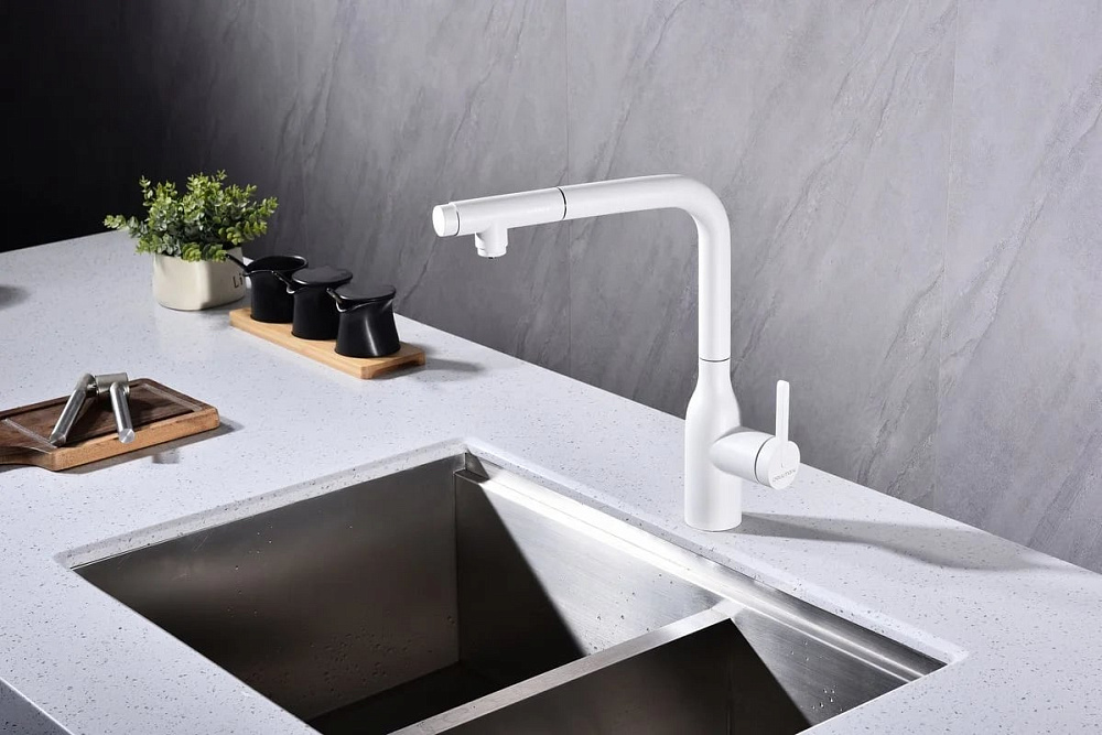 Смеситель для кухни Paulmark Viper Vi213105-WH матовый белый