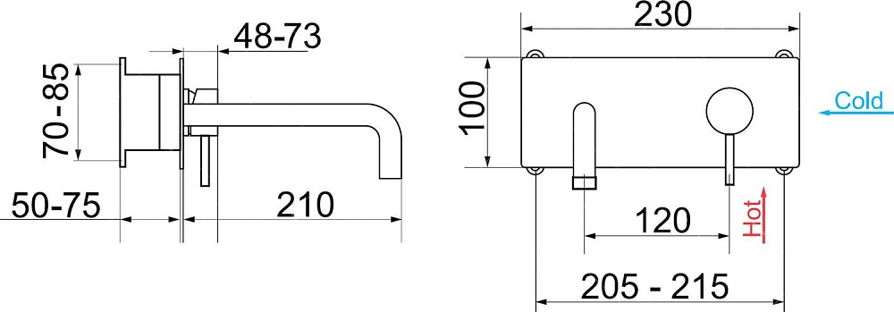 Смеситель для раковины RGW Shower Panels SP-45-10 B С ВНУТРЕННЕЙ ЧАСТЬЮ
