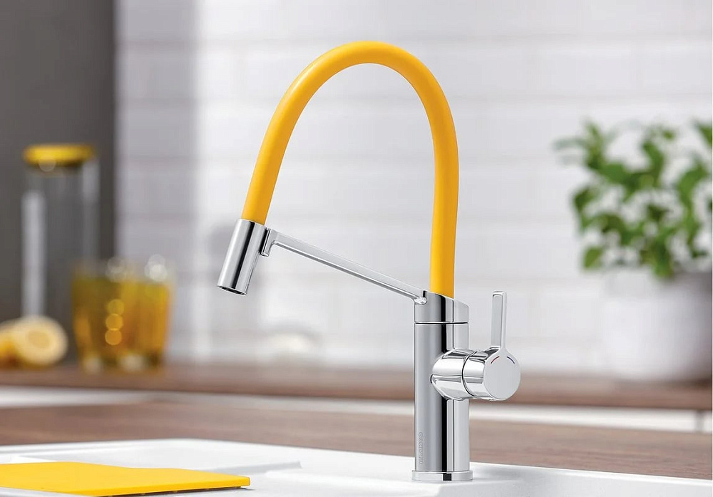 Смеситель для кухни Blanco Viu-S 524813 с гибким изливом, 4 цветных съемных шланга