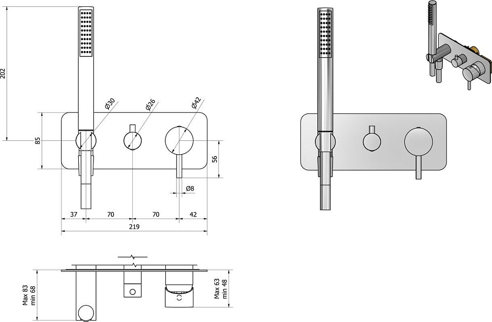 Встраиваемый смеситель IB Rubinetterie Milanotorino EMT314CC chrome