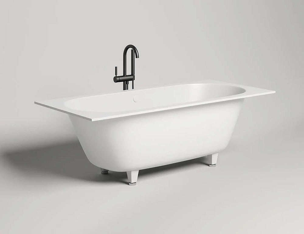 Ванна из искусственного камня Salini Ornella Axis S-Stone 180x80 см, встраиваемая, матовая белая, на