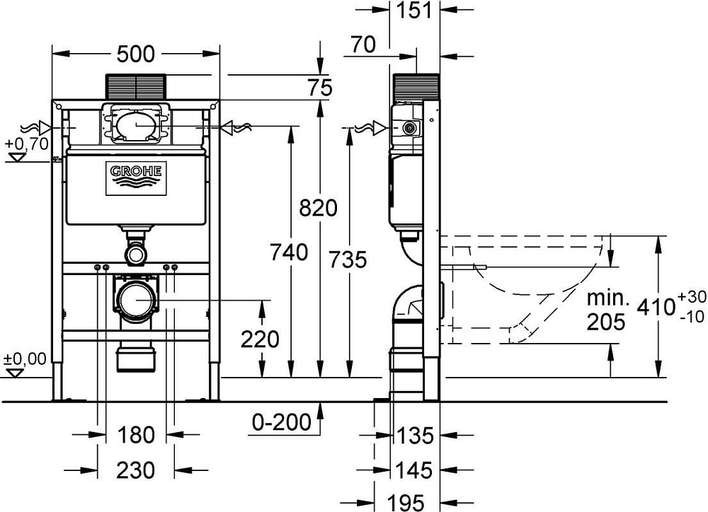 Система инсталляции для унитазов Grohe Rapid SL Rapid SL 38587000, усиленная