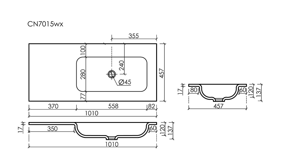Мебельная раковина Ceramicanova Grace CN7015wx белый