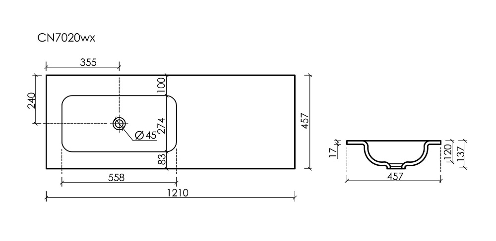 Мебельная раковина Ceramicanova Grace CN7020wx белый