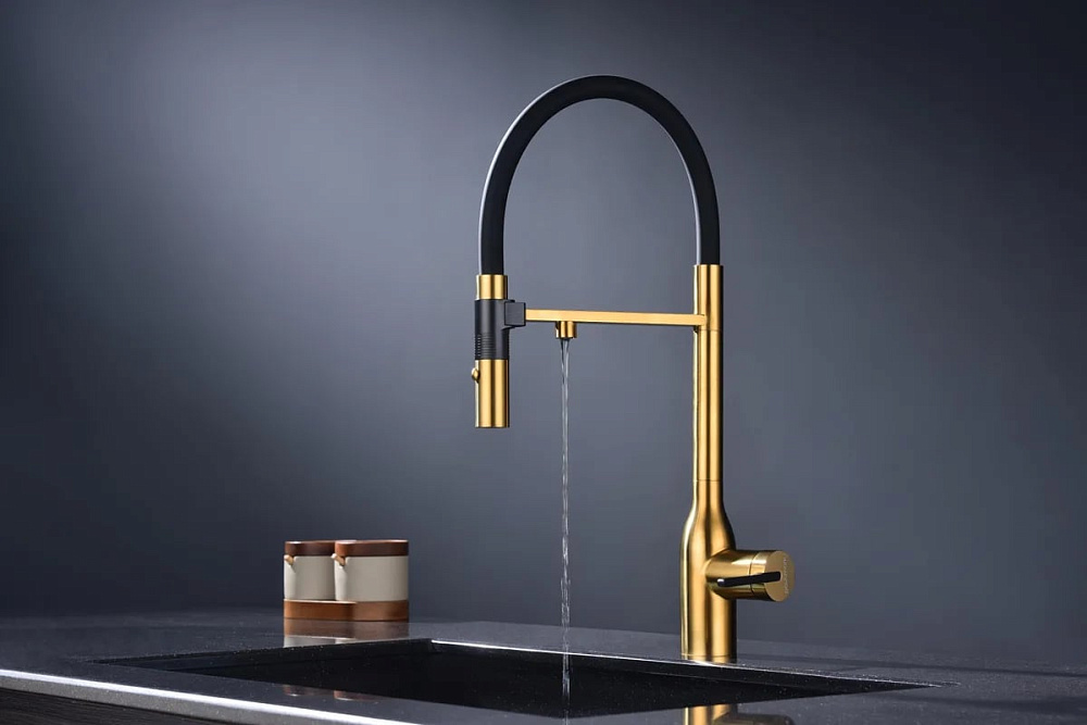 Смеситель для кухни Paulmark Magneto One Ma213188-BG брашированное золото