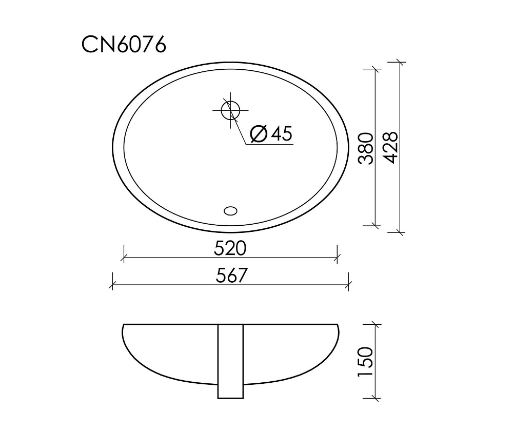 Встраиваемая раковина Ceramicanova Element CN6076 