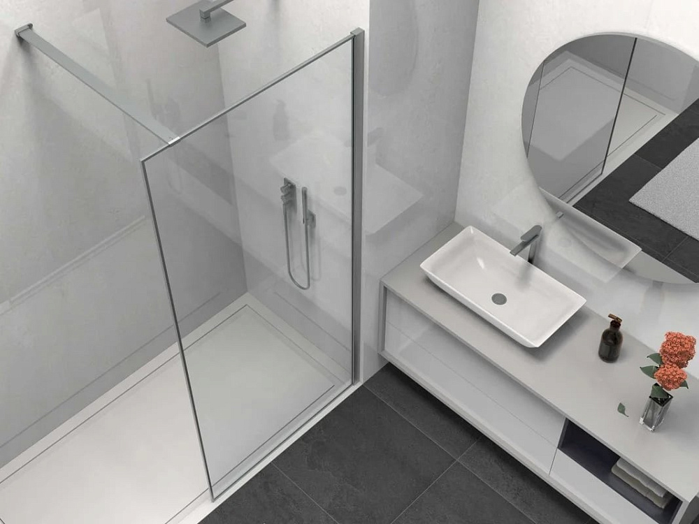 Душевая перегородка Walk-In VSW-1HS900CLGM, 900*2000, вороненая сталь, стекло прозрачное