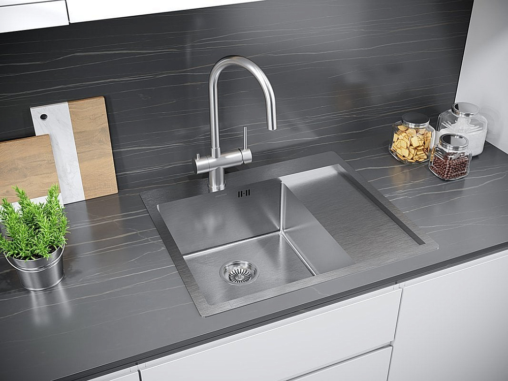 Мойка кухонная Paulmark Kroner PM225951-BSL брашированная нержавеющая сталь L