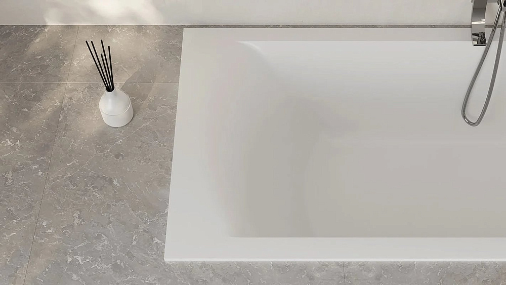 Ванна из искусственного камня Salini Cascata S-Sense 170x75 см, встраиваемая, матовая белая, на ножк