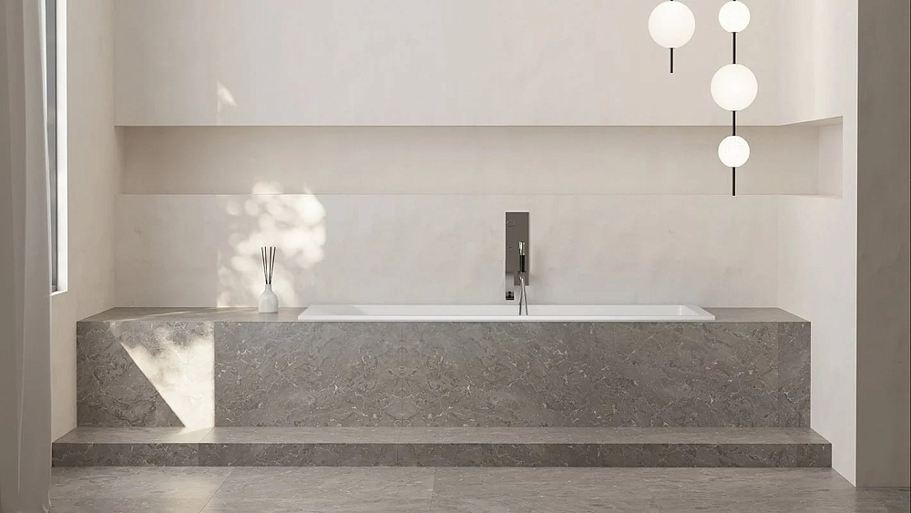 Ванна из искусственного камня Salini Cascata S-Sense 180x80 см, встраиваемая, матовая белая, на ножк