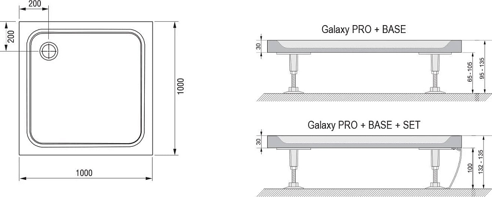 Поддон для душа Ravak Galaxy Pro Chrome Perseus Pro-100