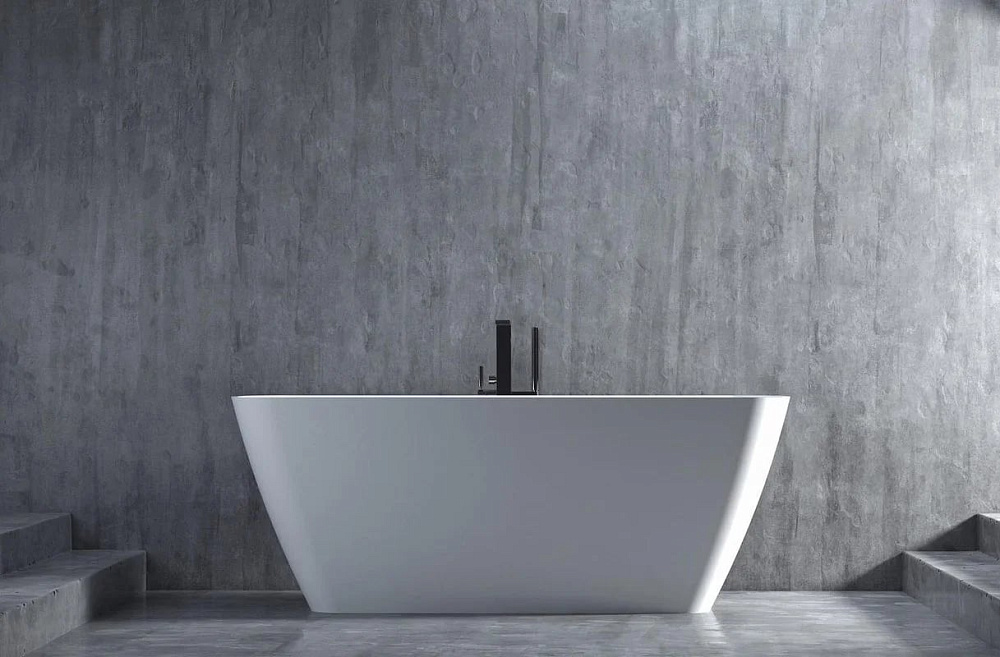 Ванна из искусственного камня Salini Agata S-Sense 180x80 см, отдельностоящая, белая, со сливом-пере