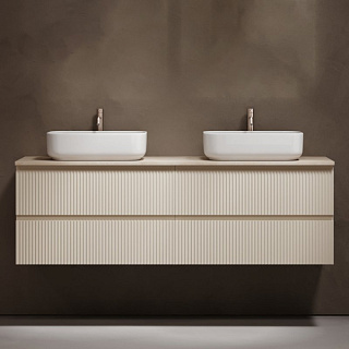 Тумба с раковиной Sancos Snob R 160 beige soft, столешница бежевая TT160A2X, раковина CN5043