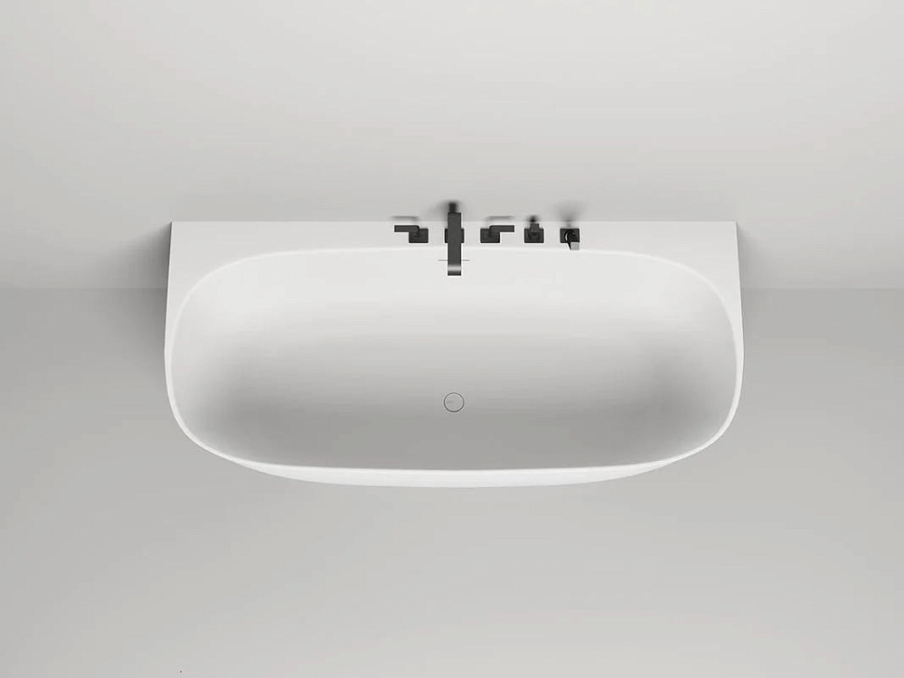 Ванна из искусственного камня Salini Sofia Wall S-Sense 180x85 см, пристенная, белая, со сливом-пере