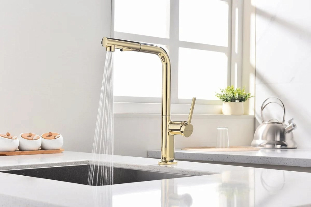 Смеситель для кухни Paulmark Neo Ne214419-G, золото