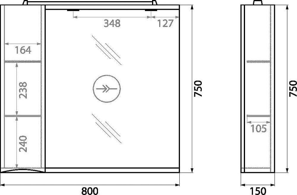 Зеркало BelBagno Marino 80 L 80