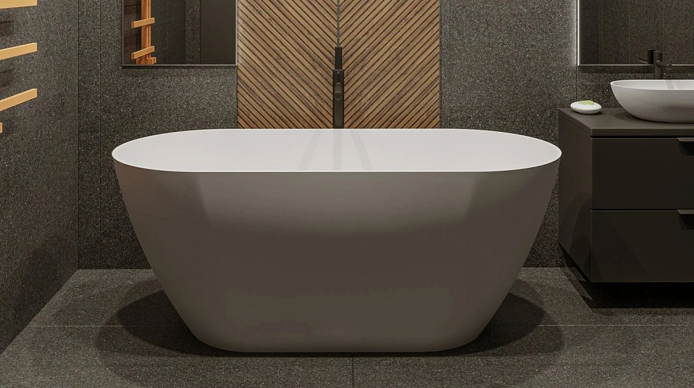 Ванна из искусственного камня WHITECROSS Coral A 165x75 см, отдельностоящая, матовая белая, овальная